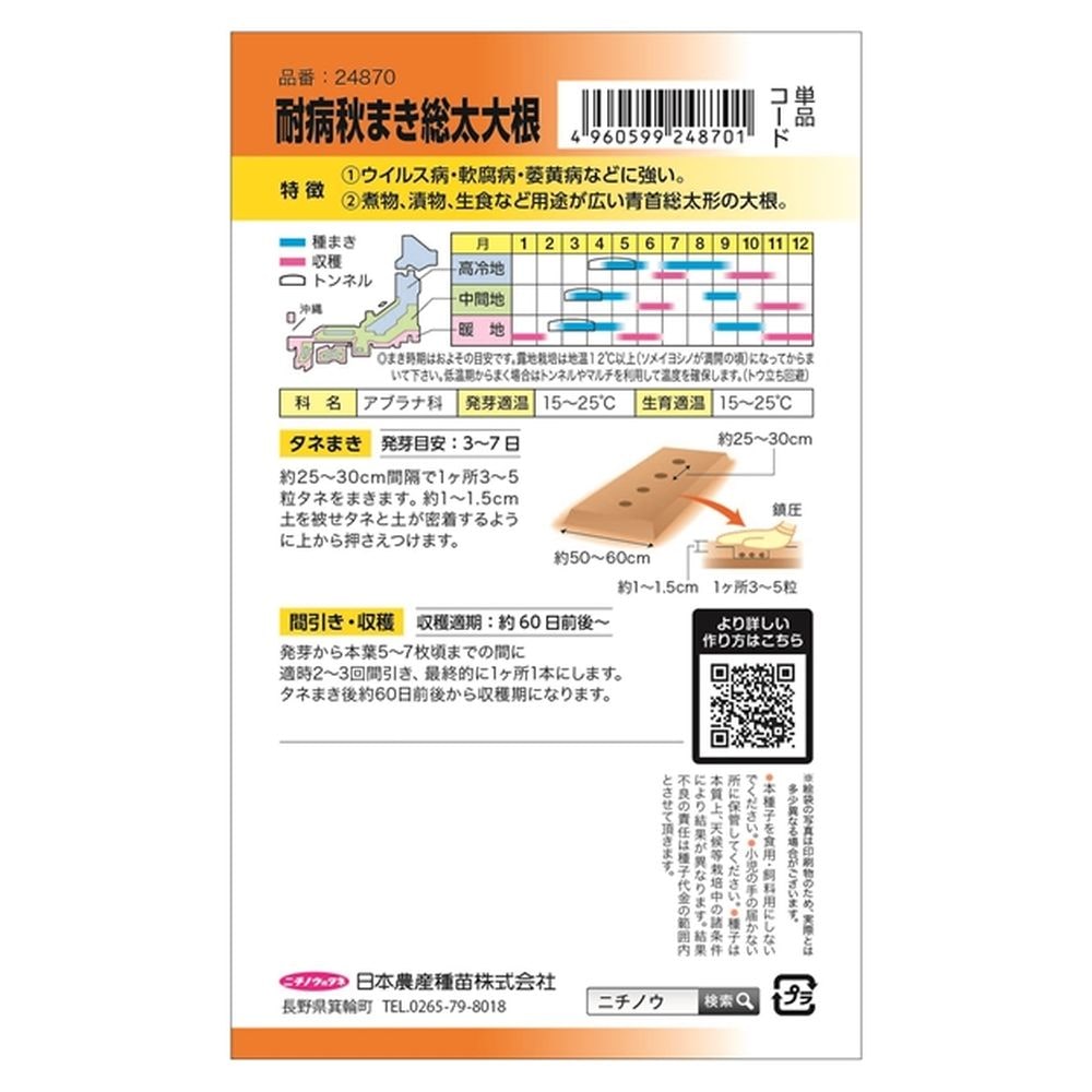 大根 交配耐病秋まき総太大根 1